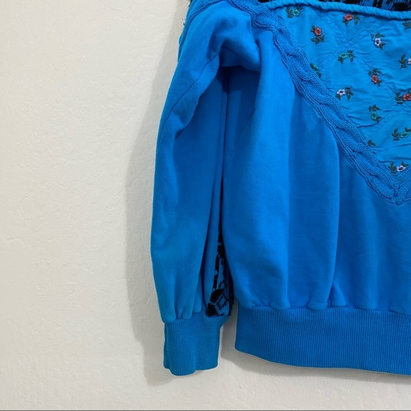 Old America Men’s S Cableknit Floral Embroidered V Neck Collar Pullover Sweater - Picture 6 of 8